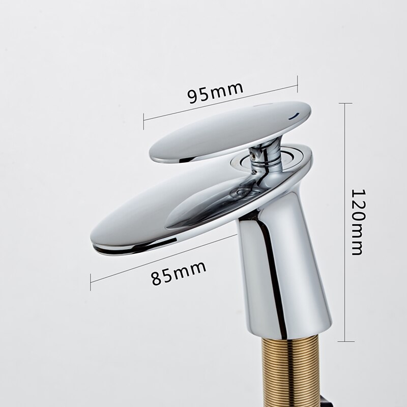 Bathroom Sink Faucet, Brass Waterfall Single Handle One Hole Modern Style Bath Taps with Hot and Cold Water2