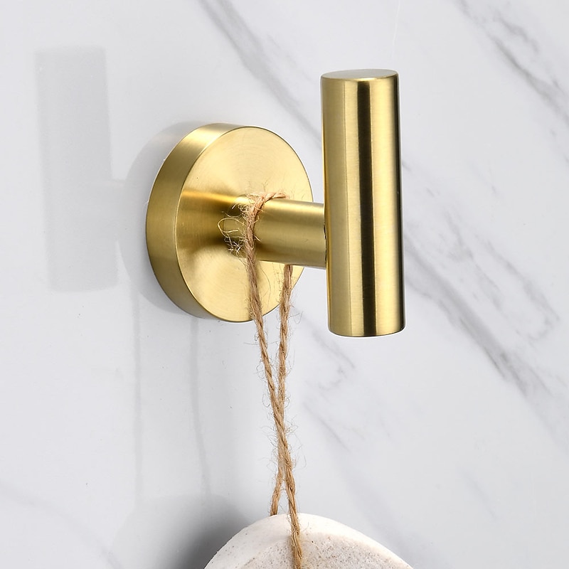 Wall Hook,Golden Robe Hook Stainless Steel Wall Mounted Coats Hook 1pc