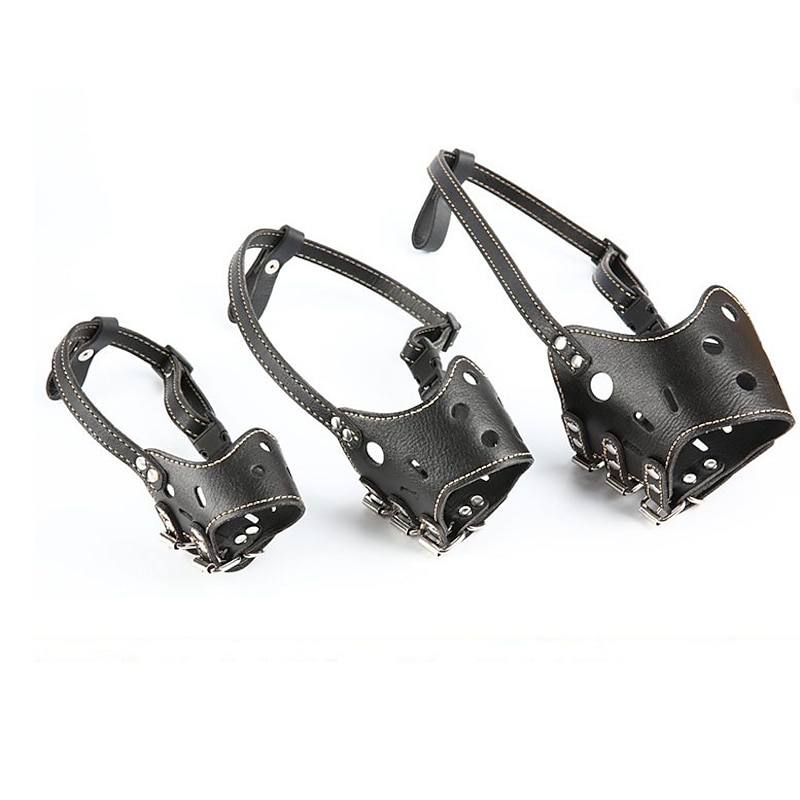 CollarDirect Dog Muzzle Pitbull Amstaff Staffordshire Terrier Secure Leather Basket Dog Muzzle Anti-Barking, Biting, Chewing2