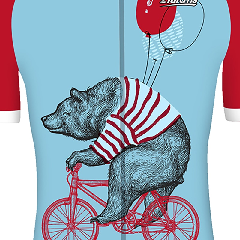 Men's Cycling Jersey Animal Bear Patterned Short Sleeve Bike Jersey Top with 3 Rear Pockets Mountain Bike MTB Road Bike Cycling UV Resistant Cycling Quick Dry Back Pocket Sports Red Blue Clothing2