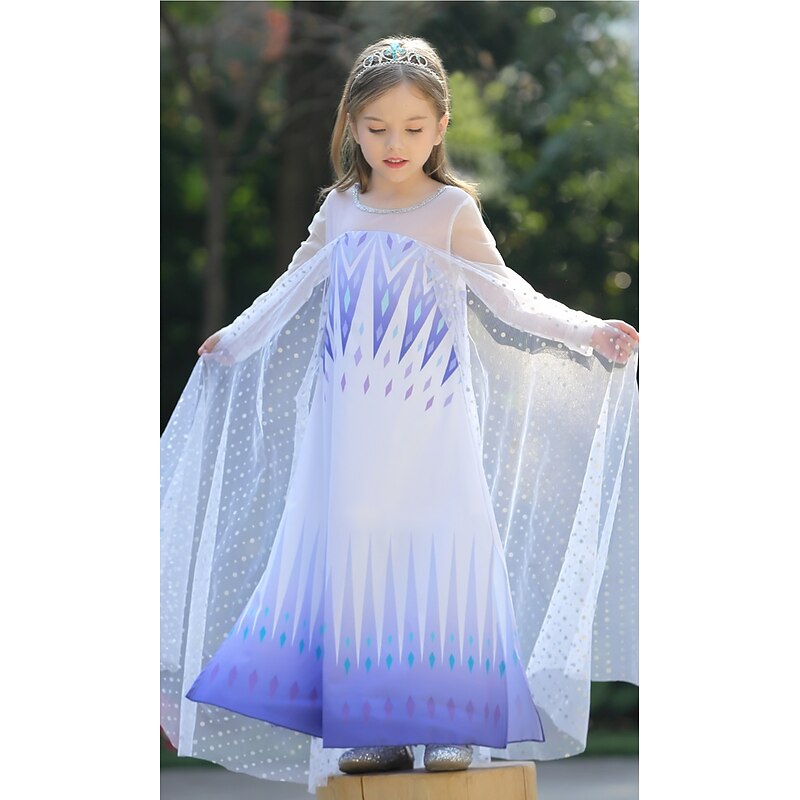 Elsa Dress Girls' Movie Cosplay Cosplay Vacation Dress Halloween Blue (With Accessories) Blue Dress Halloween Carnival Masquerade Polyester Tulle Sequin World Book Day Costumes3