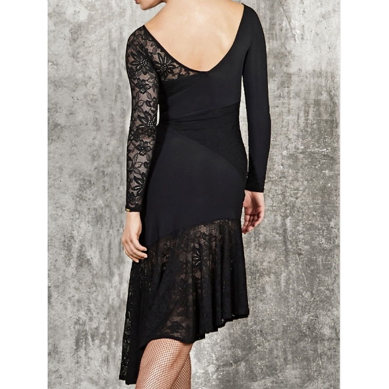 Ballroom Dance Dress Pleats Women's Performance Long Sleeve Polyester Taffeta2