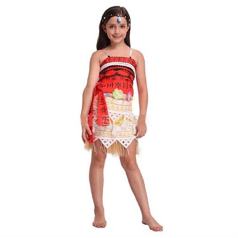 Princess Fairytale Moana Dress Kid's Adults' Women's Carnival Children's Day New Year Festival Holiday Terylene Orange Women's Easy Carnival Costumes Top Skirt Belt World Book Day Costumes2