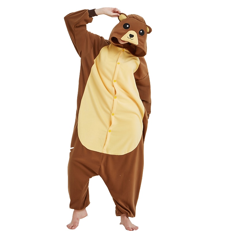 Adults' Color Block Onesie Costume Carnival Costume Bear Onesie Pajamas Kigurumi Pajamas Funny Costume For Men and Women Carnival Cartoon2
