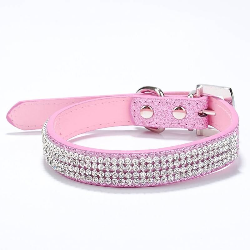 Dog Collar Adjustable / Retractable Rhinestone PU Leather Purple Red Blue Pink Black for Girl Dog2