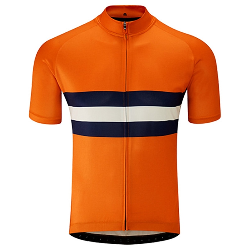 Men's Cycling Jersey Solid Color Stripes Patterned Short Sleeve Bike Jersey Top with 3 Rear Pockets Mountain Bike MTB Road Bike Cycling UV Resistant Quick Dry Reflective Strips Back Pocket Sports2