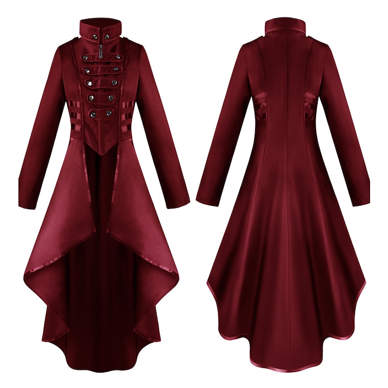 Punk & Gothic Medieval Steampunk Coat Trench Coat Outerwear Witch Plague Doctor Fit & Flare Fancy Dress Women's Steampunk Walpurgis Night Halloween Carnival Masquerade Party Halloween Festival Adults'4