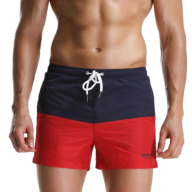 SEOBEAN® Men's Swim Trunks Swim Shorts Quick Dry Board Shorts Bathing Suit with Pockets Drawstring Swimming Surfing Beach Water Sports Patchwork Spring Summer / Micro-elastic2