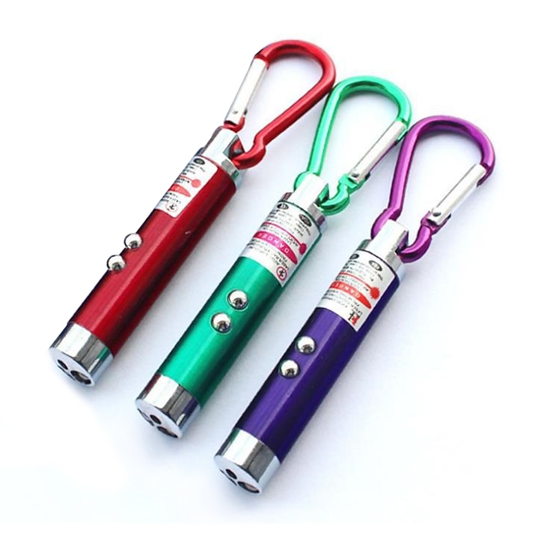 Outdoor Mini Climbing Buckle Laser Pen Pointer - 3pcs LED Flashlight & UV Black Light Torch with Keychain for Camping (Random Color)