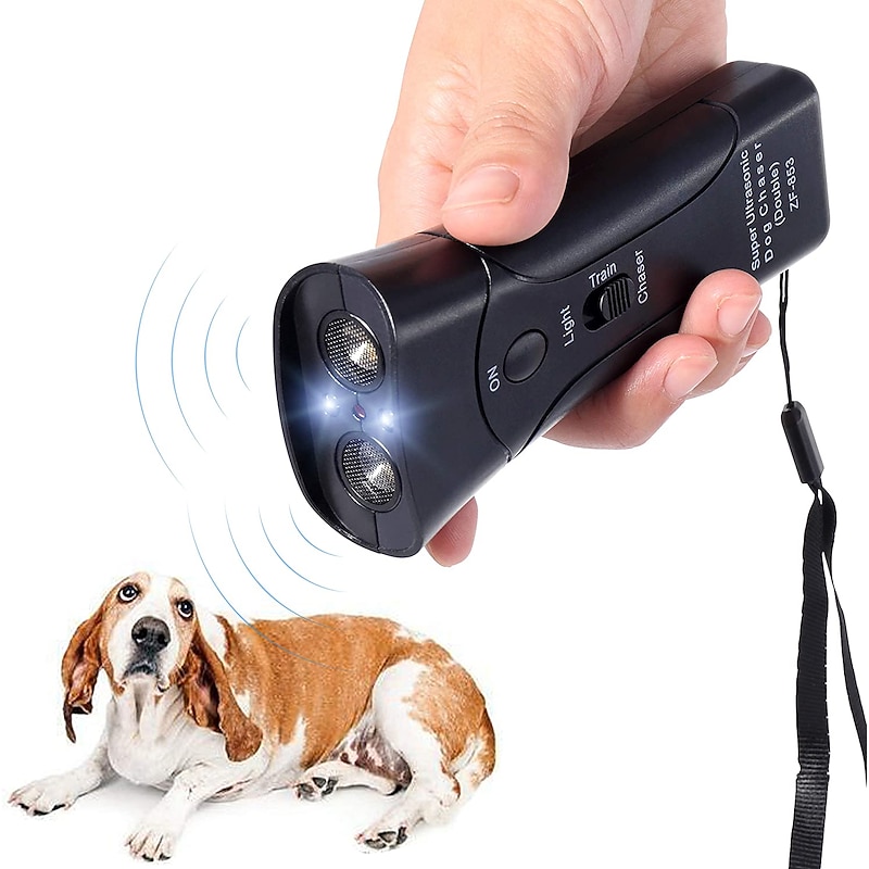 New Ultrasonic Dog Chaser Aggressive Attack Repeller Trainer LED Flashlight training Repeller Control Anti Bark Barking - Main Image
