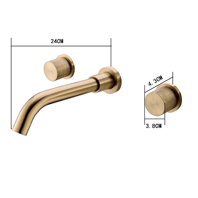 Bathroom Sink Faucet,Wall Mounted Brass Luxury Brushed Gold Finish Widespread Washroom Faucet Two Handles Three Holes Basin Sink Mixer Tap with Hot and Cold Switch4