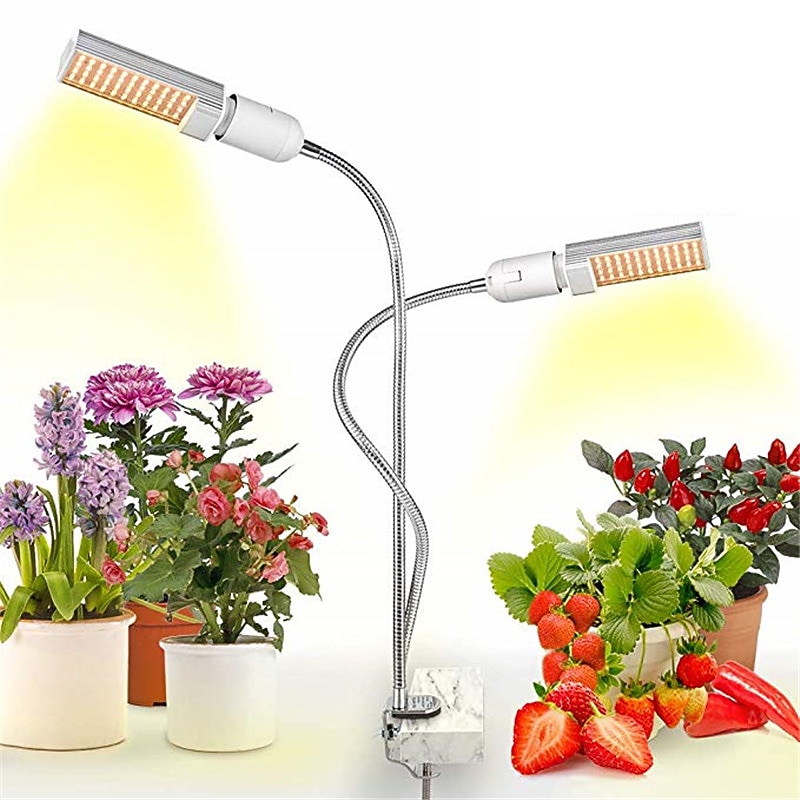 Grow Light for Indoor Plants LED Plant Growing Light LED Plant Grow Light Sunlike Full Spectrum 45W E27 Dual Head Flexible Gooseneck for Greenhouse flower Phyto lamp