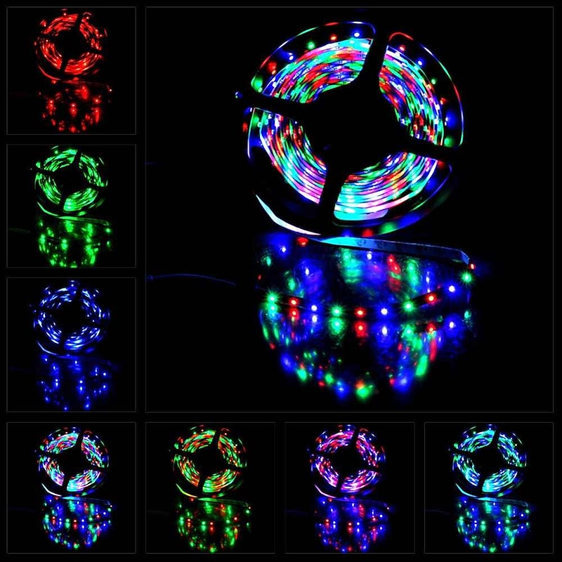 5m LED Strip Lights RGB Tiktok Lights 300 LED 2835 SMD RGB Tape Lights Light Sets Self Adhesive Multicolor for Room Kitchen TV Festival Illumination with Remote 12V3