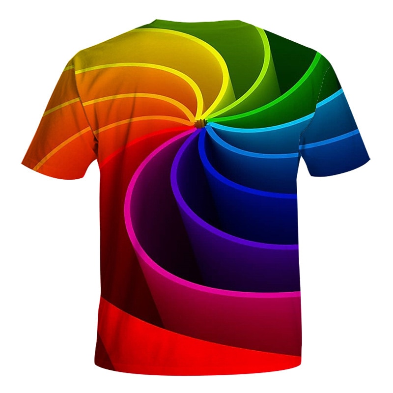 Boys 3D Color Block Rainbow Optical Illusion T shirt Short Sleeve 3D Print Summer Active Sports Streetwear Kids Toddler 2-13 Years Daily2
