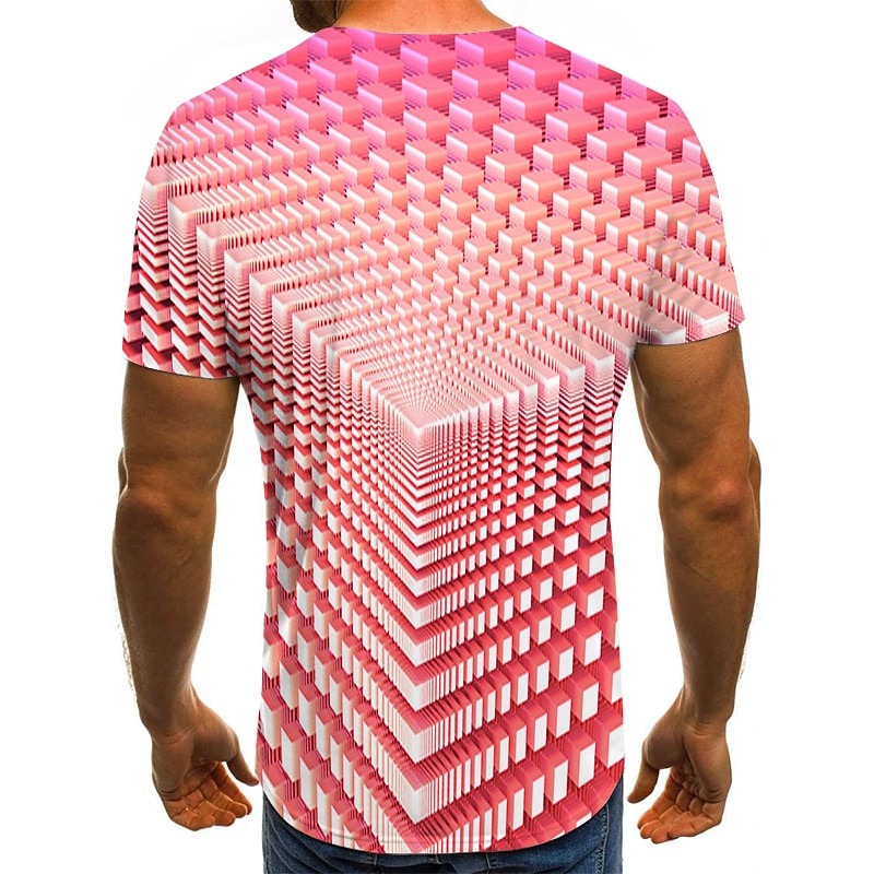 Men's Graphic Geometric 3D Shirt T Shirt Tee Short Sleeve T shirt Round Neck Shirt Streetwear Exaggerated Designer Holiday Going out Light Green Pink Royal Blue Clothing Apparel Plus Size S M L XL4