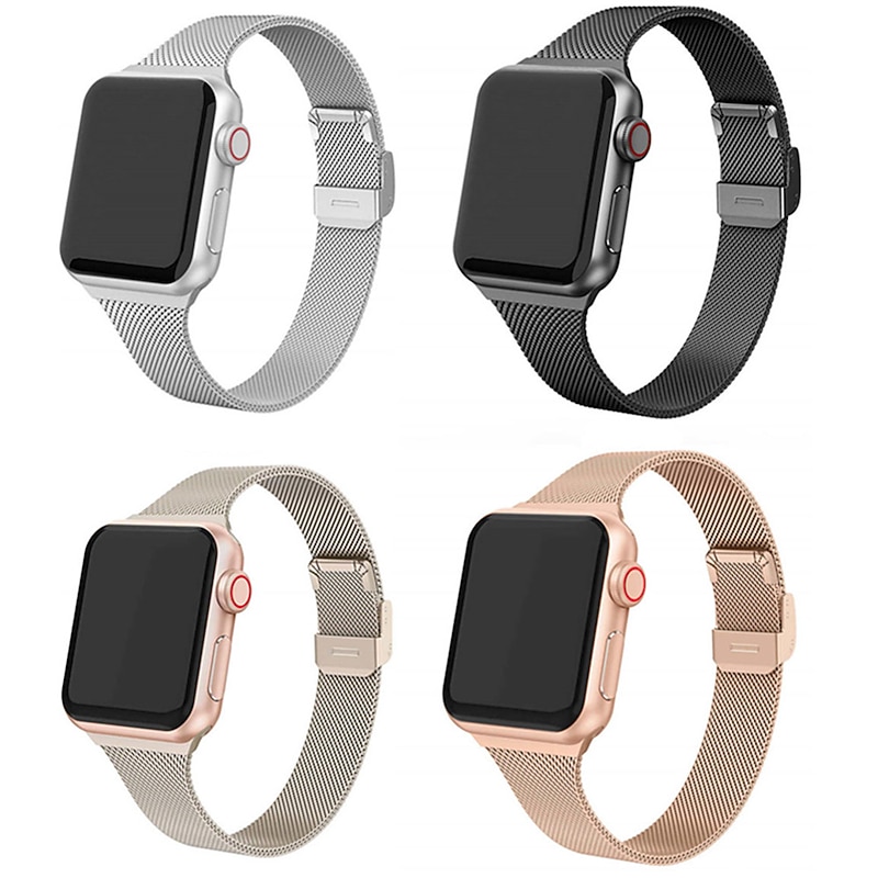 Watch Band for Apple Watch Series 8 7 6 5 4 3 2 1 SE Stainless Steel Replacement  Strap Milanese Loop Wristband