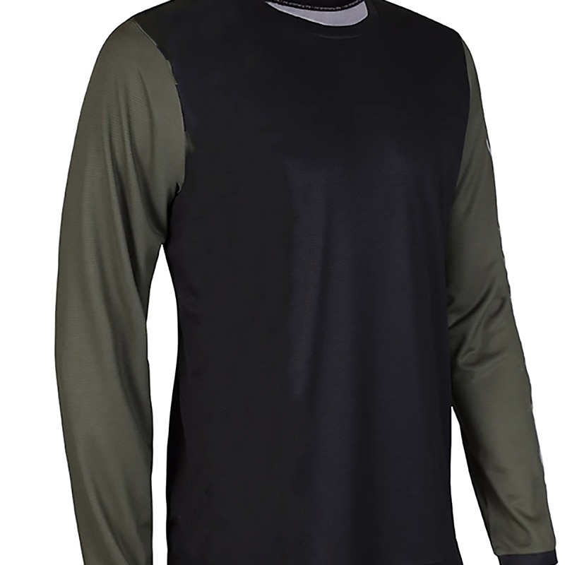 Men's Cycling Jersey Downhill Jersey Dirt Bike Jersey Solid Color Patchwork Patterned Long Sleeve Bike Jersey Top with 3 Rear Pockets Mountain Bike MTB Road Bike Cycling UV Resistant Quick Dry Back4