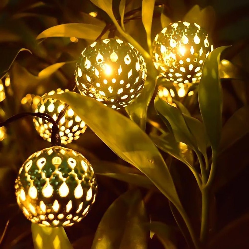Ramadan Eid Lights LED Moroccan Ball String Lights 5M-40LED Fairy Garland Copper Patio String Light Globe Fairy Orb Lantern Christmas for Wedding Party Home Decoration USB or 220V Plug4