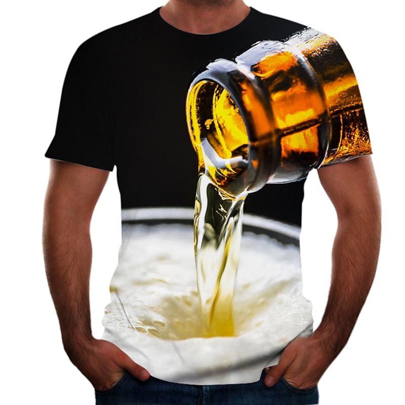 Men's Plus Size Shirt Big and Tall Graphic Round Neck Short Sleeve Summer Designer Basic Big and Tall Going out Weekend Tops