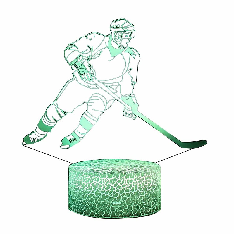 3D Ice Hockey Player Night Light USB Touch Switch Decor Table Desk Optical Illusion Lamps 16 Colors Changing Lights LED Table Lamp Xmas Home Love Brithday Children Kids Decor Toy Gift4