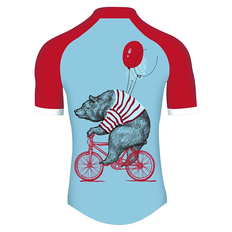 Men's Cycling Jersey Animal Bear Patterned Short Sleeve Bike Jersey Top with 3 Rear Pockets Mountain Bike MTB Road Bike Cycling UV Resistant Cycling Quick Dry Back Pocket Sports Red Blue Clothing3