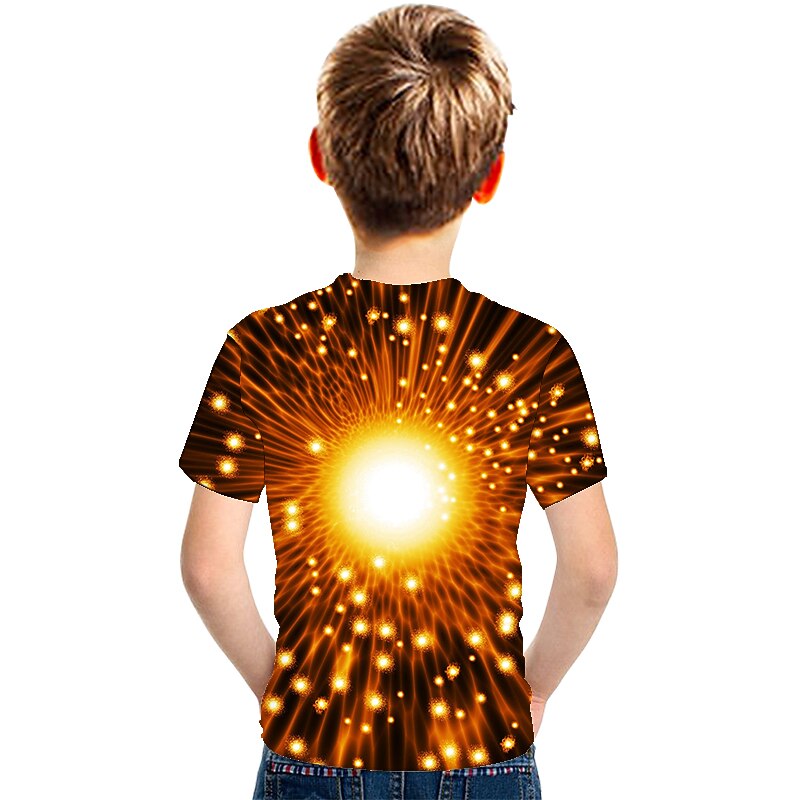 Children's Day Boys 3D Color Block Optical Illusion 3D T shirt Tee Short Sleeve 3D Print Summer Active Sports Streetwear Kids2
