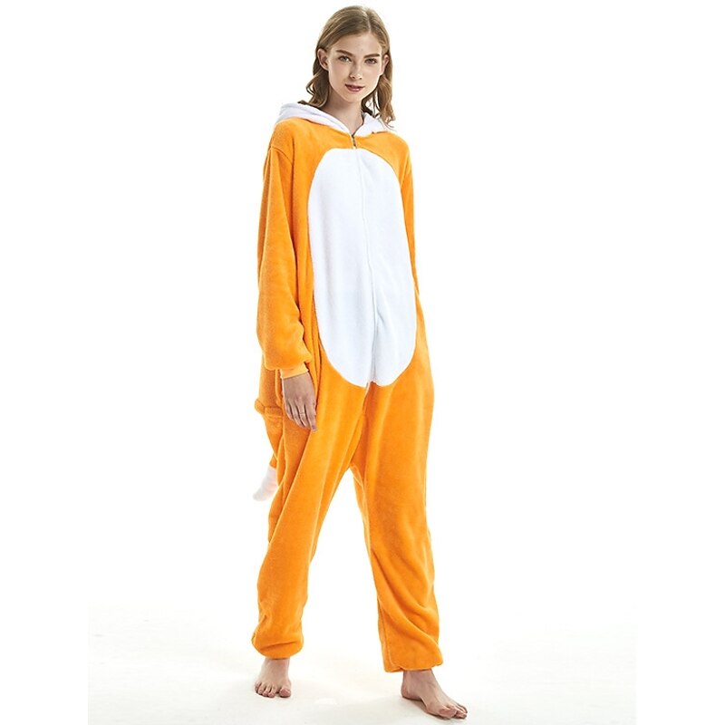 Adults' Color Block Onesie Costume Carnival Costume Fox Onesie Pajamas Kigurumi Pajamas Funny Costume For Men and Women Carnival Cartoon3