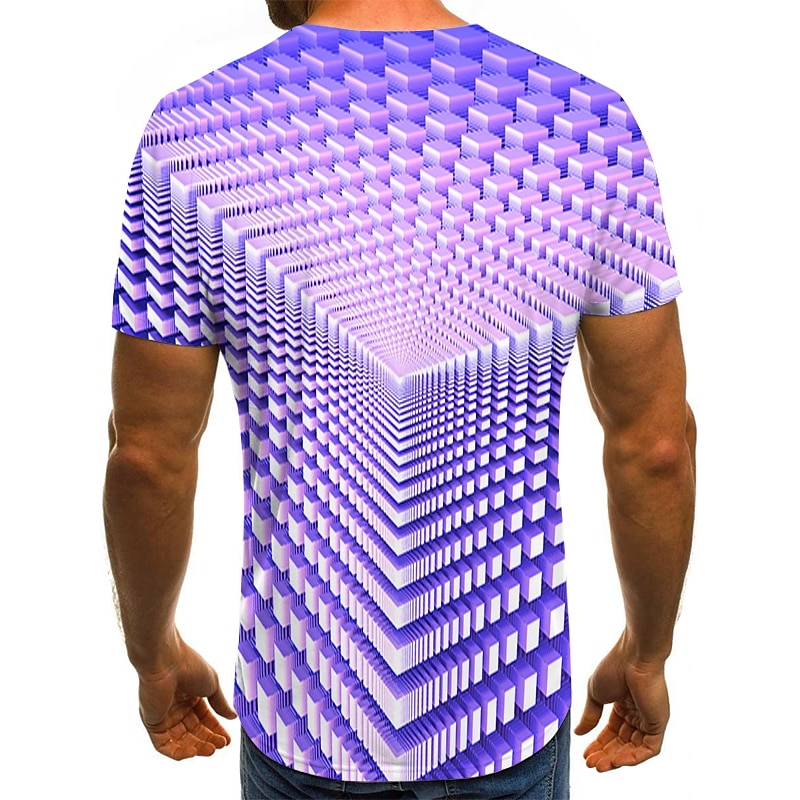 Men's Graphic Geometric 3D Shirt T Shirt Tee Short Sleeve T shirt Round Neck Shirt Streetwear Exaggerated Designer Holiday Going out Light Green Pink Royal Blue Clothing Apparel Plus Size S M L XL3