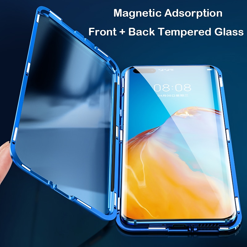 Magnetic Case For Huawei P40 Pro P30 Pro P20 Pro Mate 20 Pro 360 Protection Anti-Explosion Double Sided Tempered Glass Phone Case for Huawei P Smart Z3