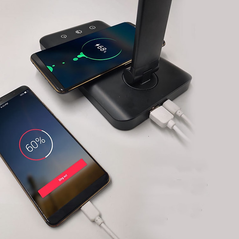 USB LED Desk Lamp Light Eye Protection Mobile phone Wireless Charger Charging Port Study Room Office DC 5V 5 Stop Brightness Adjustment2