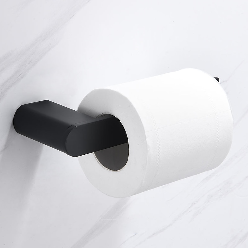 Toilet Paper Holder New Design Stainless Steel Painted Finishes Bathroom Shelf Wall Mounted Matte Black 1pc2