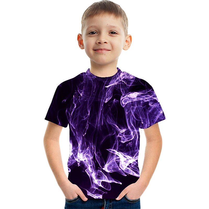 Children's Day Boys 3D Color Block 3D T shirt Tee Short Sleeve 3D Print Summer Active Streetwear Polyester Rayon Kids