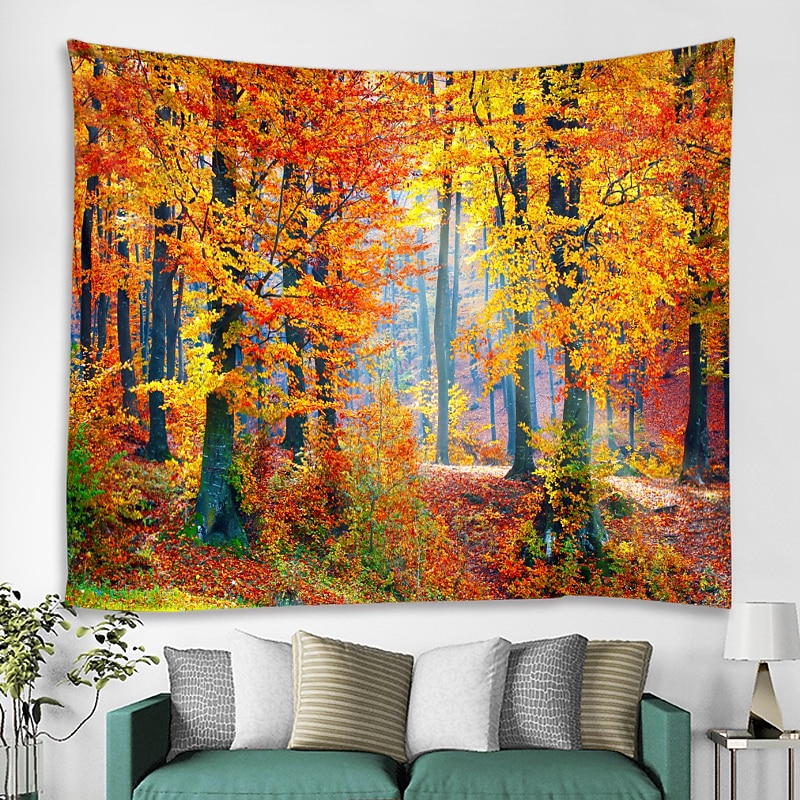 Wall Tapestry Art Decor Blanket Curtain Picnic Tablecloth Hanging Home Bedroom Living Room Dorm Decoration Autumn Nature Landscape Forest Tree2