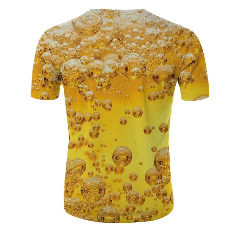Men's 3D Beer T Shirt Short Sleeve T shirt Round Neck Shirt Basic Daily Going out Yellow Clothing Apparel XS S M L XL 2XL 3XL2