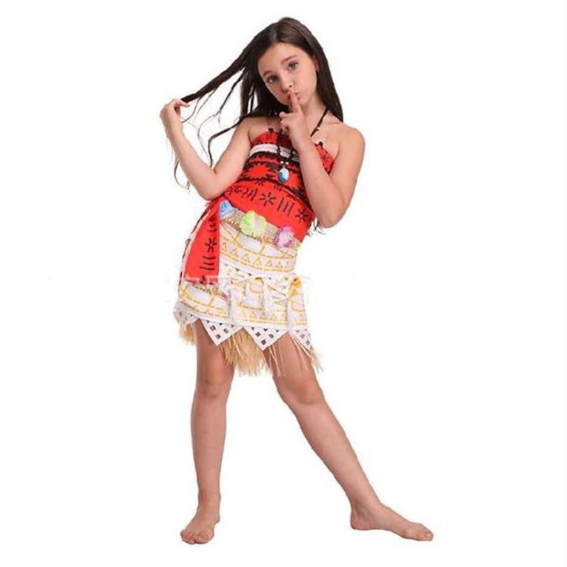 Princess Fairytale Moana Dress Kid's Adults' Women's Carnival Children's Day New Year Festival Holiday Terylene Orange Women's Easy Carnival Costumes Top Skirt Belt World Book Day Costumes4