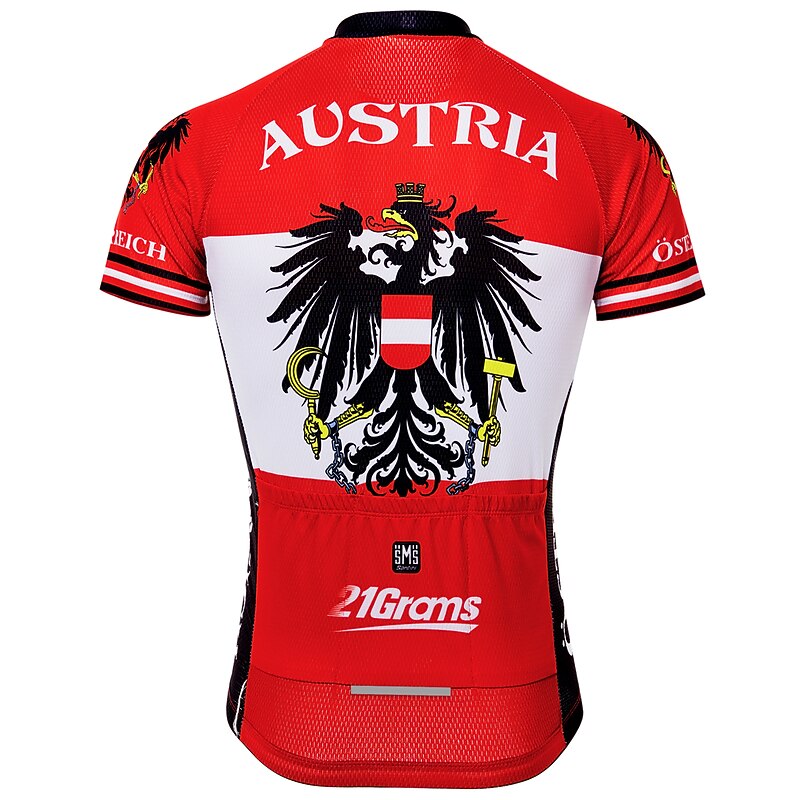 Men's Cycling Jersey Patterned Eagle Russia Short Sleeve Bike Jersey Top with 3 Rear Pockets Mountain Bike MTB Road Bike Cycling UV Resistant Quick Dry Back Pocket Moisture Wicking Sports Red Blue2