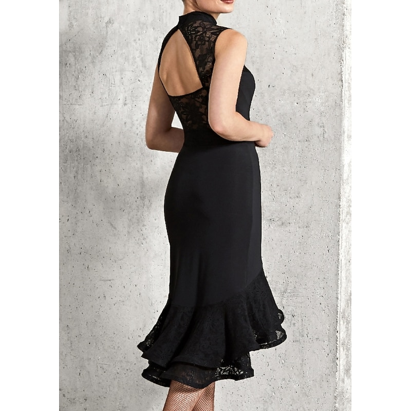 Latin Dance Dress Ruffles Women's Performance Sleeveless Polyester Taffeta2