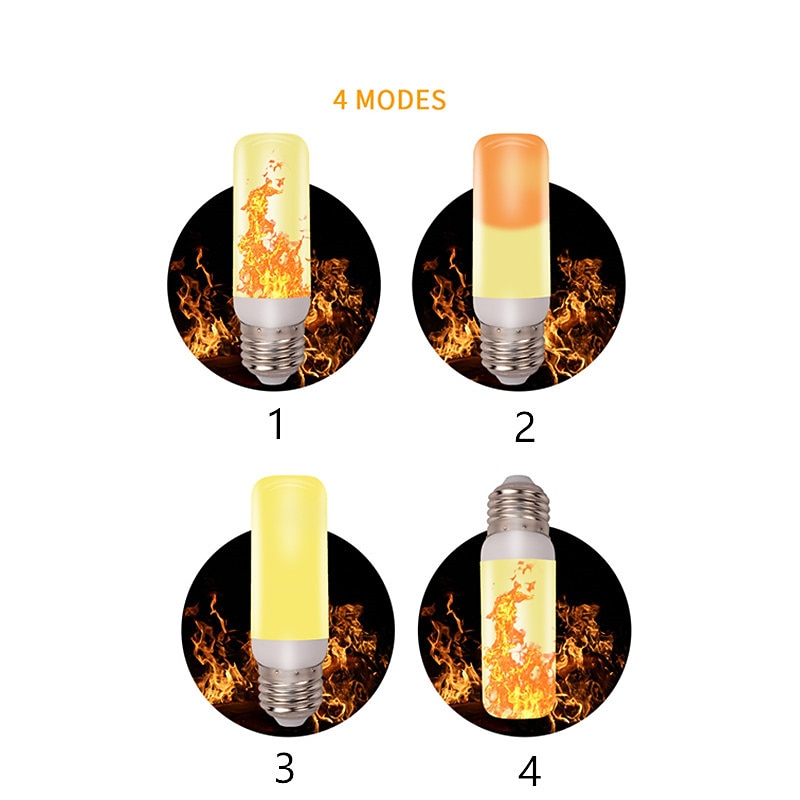 4pcs 1pcs New LED Dynamic Flame Effect Fire Light Bulb E27 LED Corn Bulb Creative Flickering Emulation 5W LED Lamp Light for Halloween2