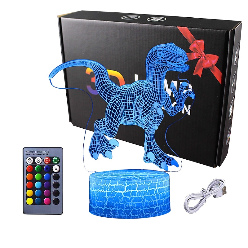3D Dinosaur Night Light for Kids Bedroom Smart Touch Sensor Night Lamp with Remote USB Rechargeable 7/16 Colors Bedside Lamp Dinosaur Toys for Boys Girls Desk Decor Birthday Gifts4