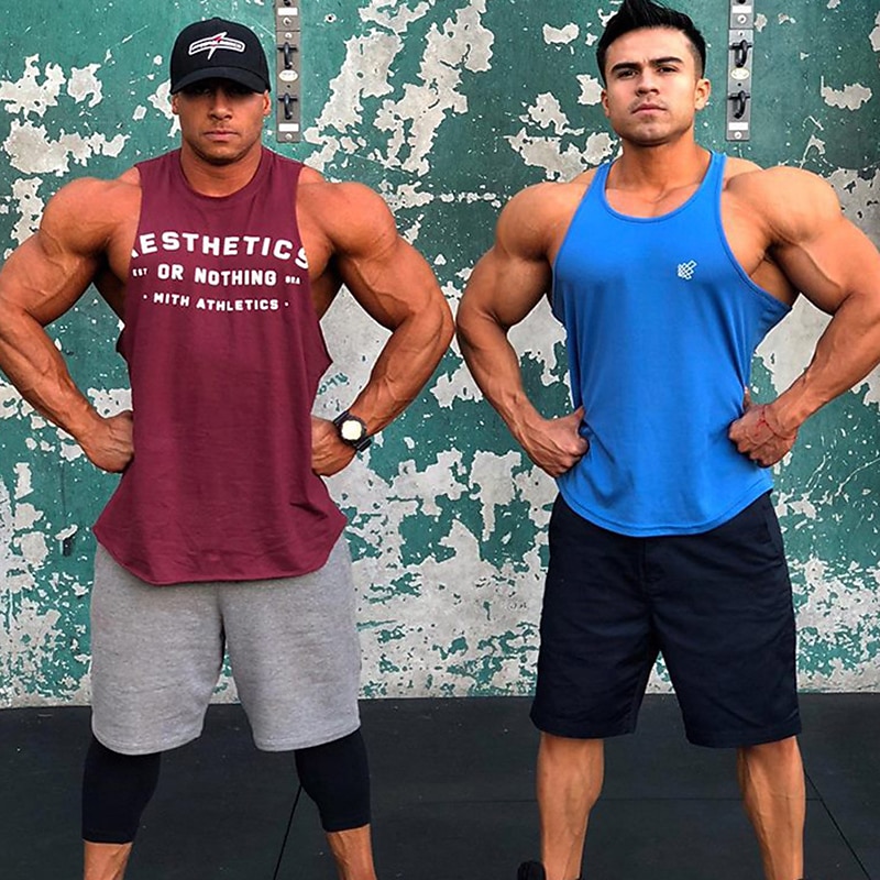 Men's Running Tank Top Workout Tank Sleeveless Top Fall Solid Colored Cotton Quick Dry Soft Breathable Gym Workout Active Training Jogging Sportswear Activewear Black Red Blue3