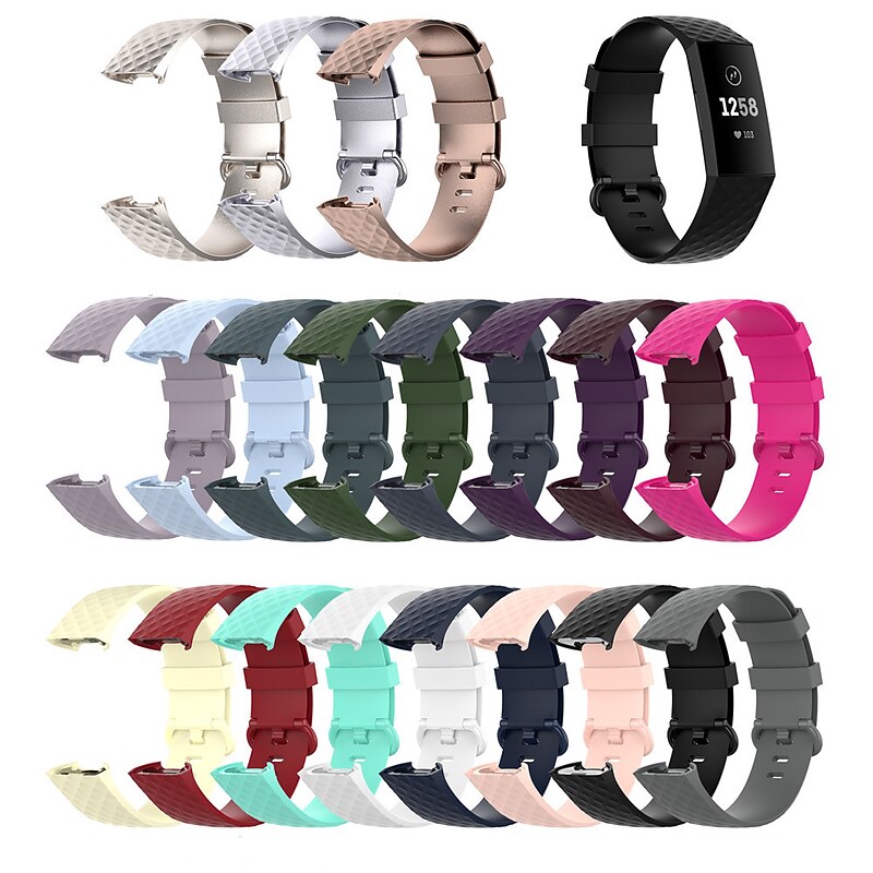 Watch Band for Fitbit Charge 4 / Charge 3 / Charge 3 SE Silicone Replacement  Strap Soft Breathable Sport Band Wristband4