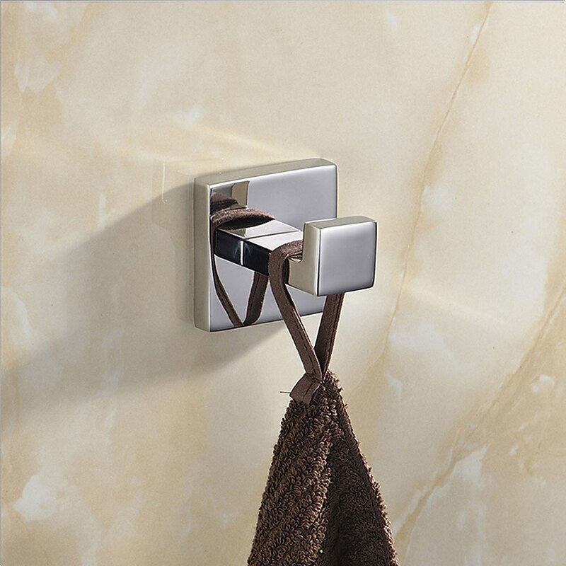 Bathroom Hardware Accessory Set Towel Bar Toilet Paper Holder Towel Bar and Double Robe Hook Brushed Nickel Wall Mounted Stainless Steel Silvery 4pcs4