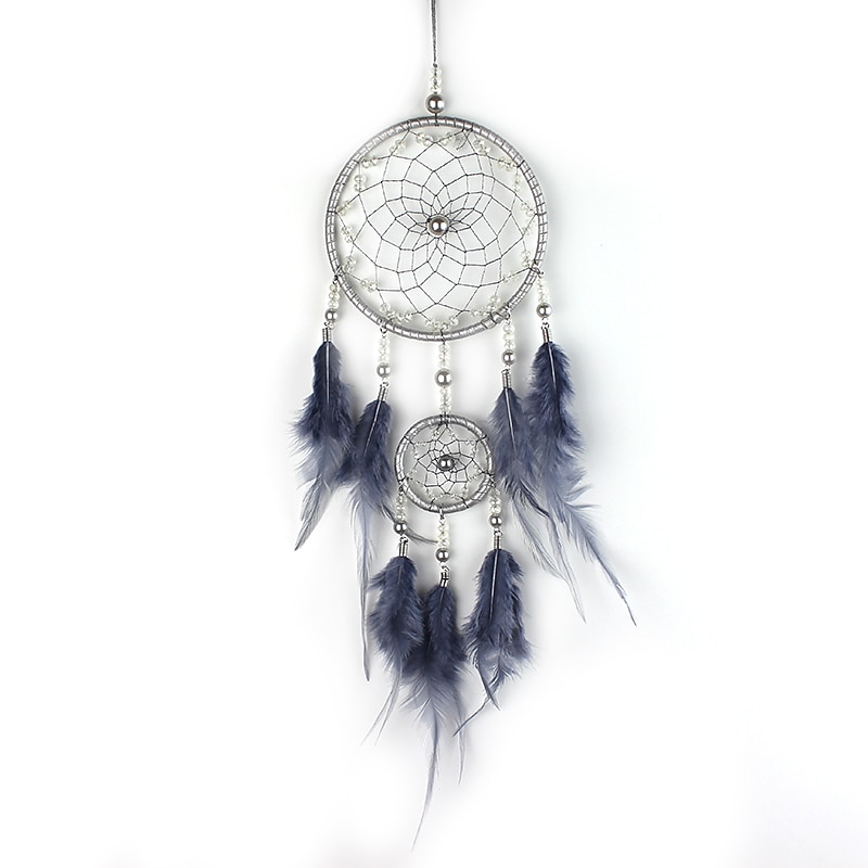 Boho Dream Catcher Handmade Gift Wall Hanging Decor Art Ornament Craft Feather Bead for Kids Bedroom Wedding Festival 50*11cm4