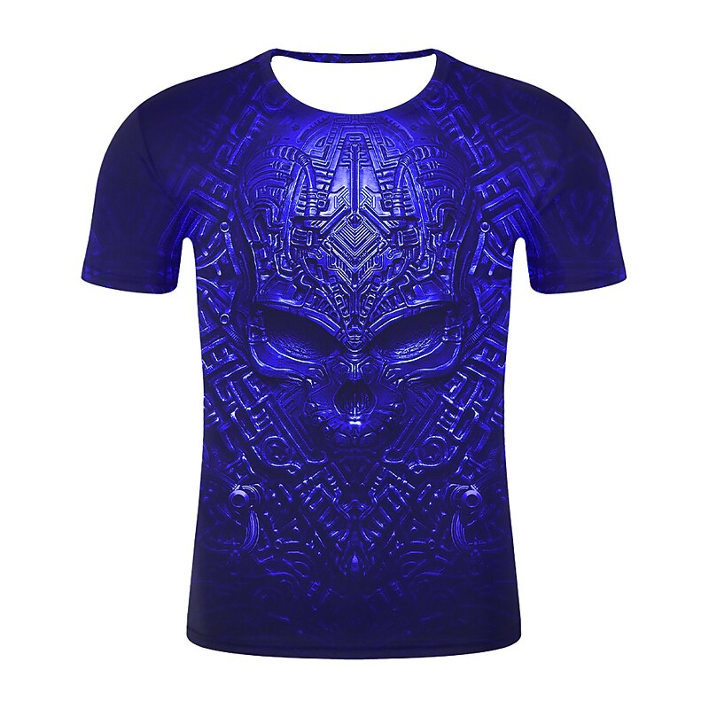 Men's Graphic Skull 3D Shirt T Shirt Short Sleeve T shirt Round Neck Shirt Streetwear Exaggerated Daily Holiday Black Light Green Red Clothing Apparel Plus Size S M L XL XXL XXXL 4XL4