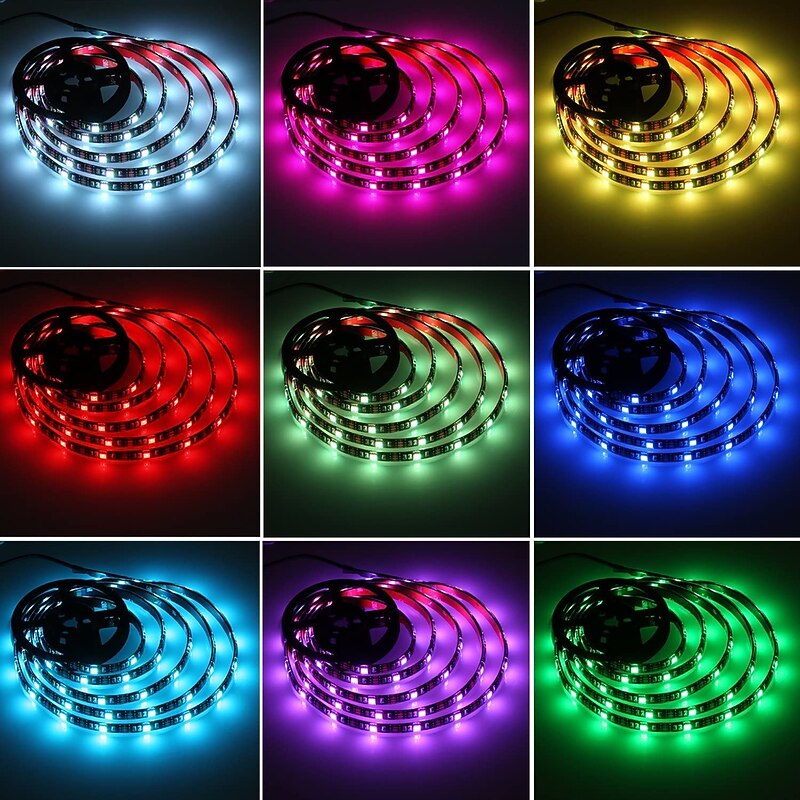 2m 6.6ft RGB Strip Lights 60 LEDs 5050 SMD 24Keys Remote Controller RGB White Christmas New Year Backlight Waterproof USB Powered Decorative4