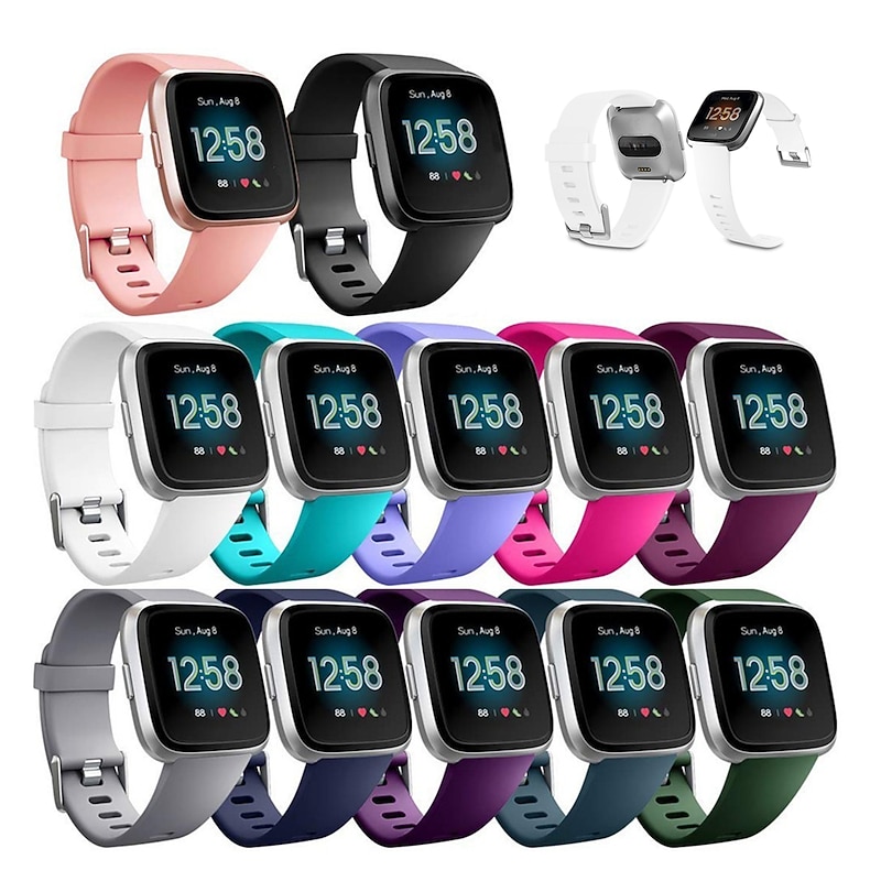 Smart Watch Band Compatible with Fitbit Versa 2 / Versa Lite / Versa SE / Versa Silicone Smartwatch Strap Soft Elastic Adjustable Sport Band Replacement  Wristband