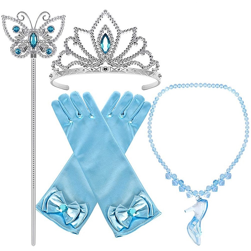 Princess Cinderella Princess Cosplay Jewelry Accessories Girls' Movie Cosplay Blue Gloves Crown Necklace Halloween Children's Day Masquerade Plastics / Wand / Wand World Book Day Costumes