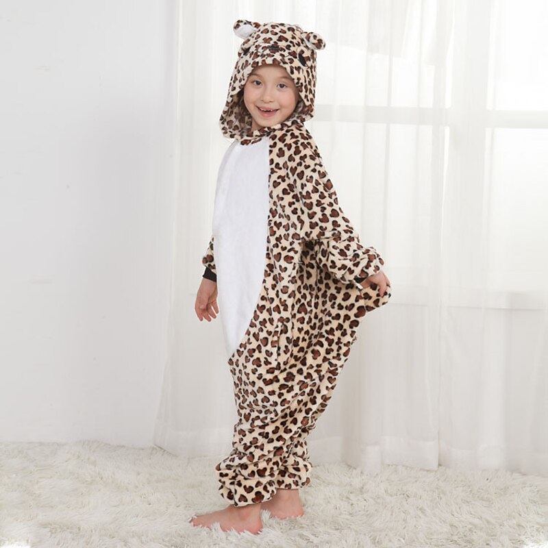 Kid's Leopard Onesie Costume Bear Onesie Pajamas Kigurumi Pajamas For Boys and Girls Carnival Cartoon3