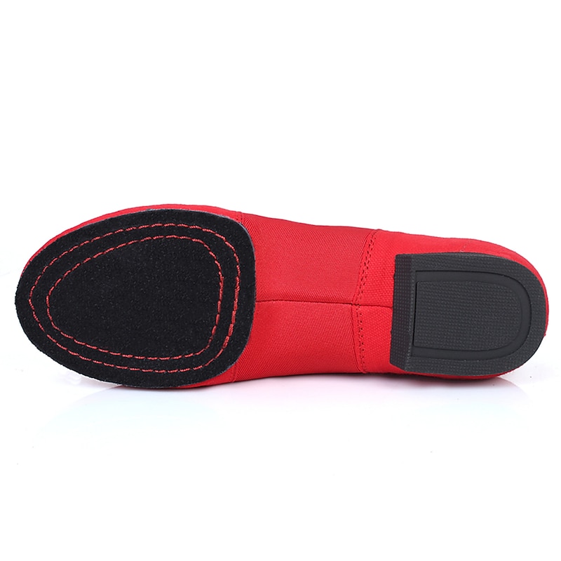 Women's Red Canvas Jazz Dance Shoes – Soft Sole Slip-On Ballet Flats for Latin, Modern, and Stage Performances4