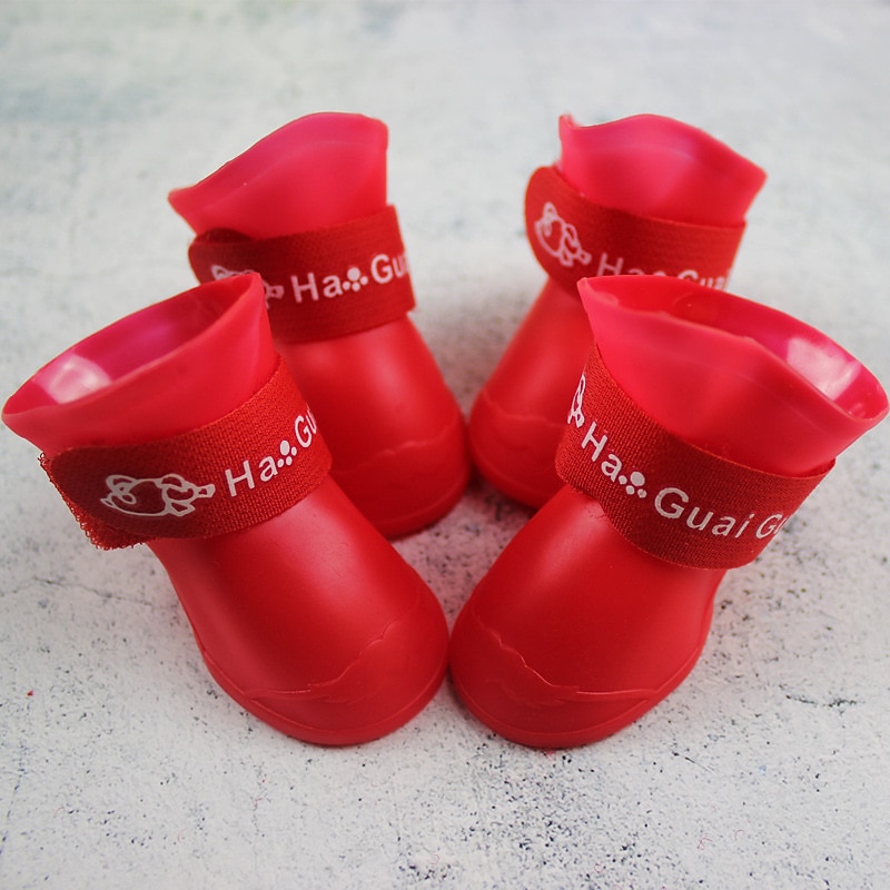 Dog Pets N / A Boots / Shoes Waterproof Solid Colored For Pets PU Leather slip resistant Purple4